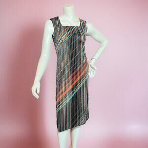 VINTAGE 60s Mod Striped Midi Dress Size 6 Retro Disco Bleeker Street